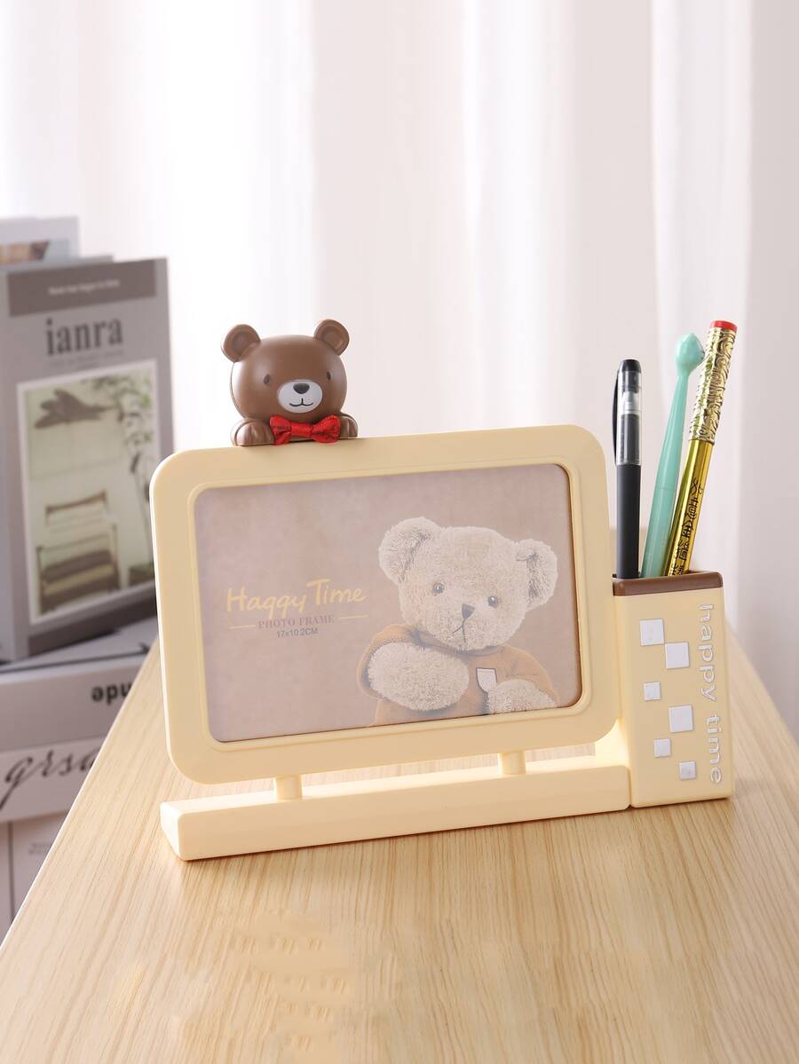 1pc Cartoon Bear Photo Frame - Khaki - View 1