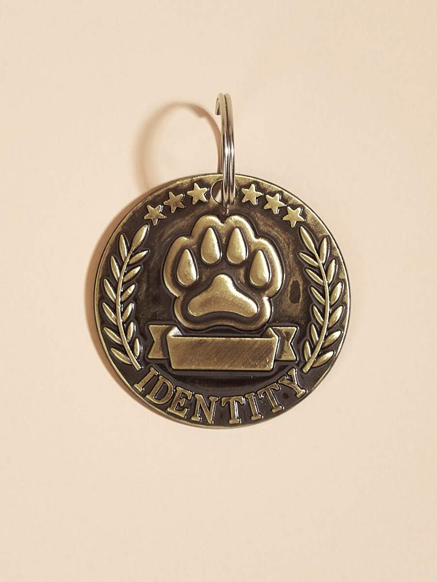 Identificador para mascotas pata con diseño - Marrón - Ver 1