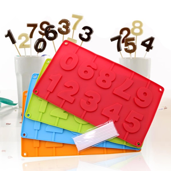 

1pc Number Design Random Lollipop Mold, Multicolor