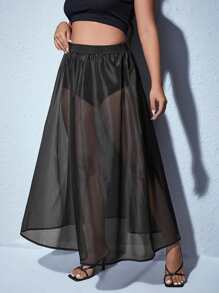 Falda transparente maxi sin bragas - Negro - Ver 1