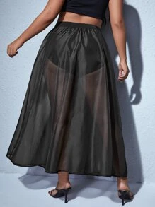 Falda transparente maxi sin bragas - Negro - Ver 2