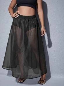 Falda transparente maxi sin bragas - Negro - Ver 3