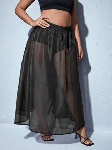 Falda transparente maxi sin bragas - Negro - Ver 5