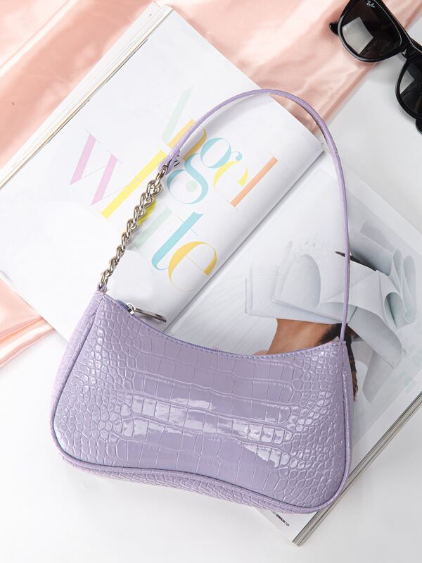 Mini Bolsa De Cosméticos Atacado De Bolsas De Mão Turquia, Bolsa De Mão De Luxo De Marcas Famosas Para Mulheres, Bolsas Tote De Couro Vegano Impermeável, Leve E Casual, Bolsa De Baguette Com Estampa De Crocodilo Para Adolescentes, Estudantes De Faculdade, Novatos E Profissionais Perfeita Para Escritório, Faculdade, Trabalho, Negócios, Comutação