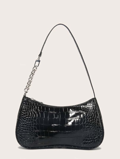 Sac Simple Pour Femme, Rabat De Sac Sous Le Bras Crocodile Estampé, Étanche Et Léger. Sac À Motif Crocodile Décontracté Pour Les Affaires, Idéal Pour Les Étudiants, Les Débutants Et Les Travailleurs De Col Blanc. Parfait Pour Le Bureau, La Fac, Le Travail, Les Affaires Et Les Déplacements.