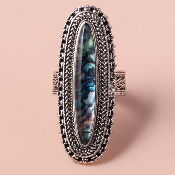 

Geometric Decor Textured Metal Ring, Multicolor