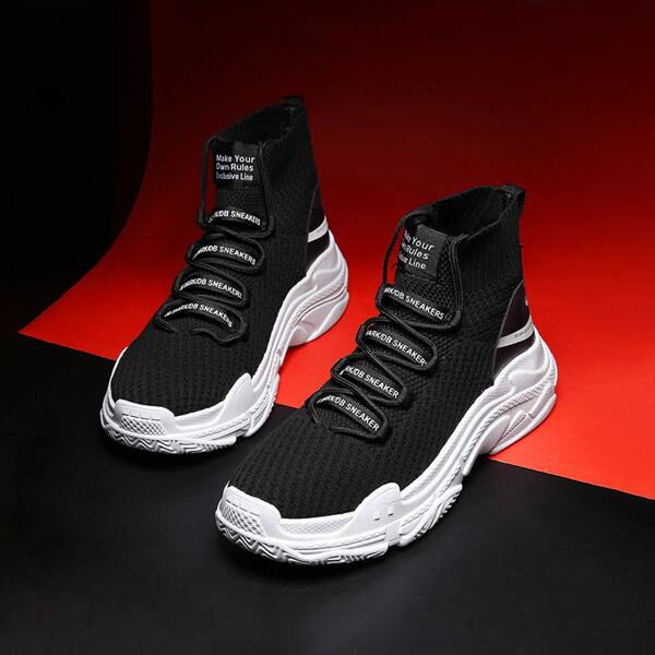 

Men Letter Graphic High Top Sneakers, Black