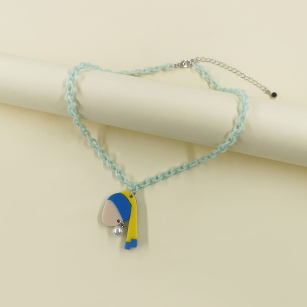 

Faux Pearl Detail Pendant Necklace, Multicolor