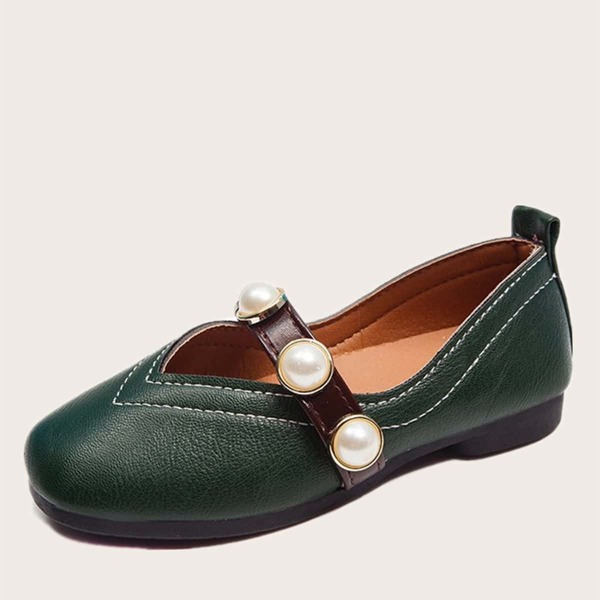

Toddler Girls Faux Pearl Decor Mary Jane Flats, Green