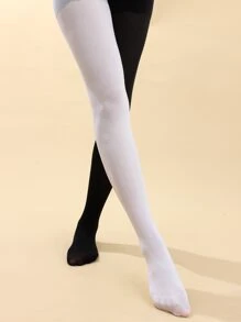 Two Tone Tights - Black and White - View 2