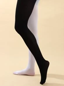 Two Tone Tights - Black and White - View 3