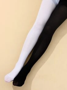 Two Tone Tights - Black and White - View 4