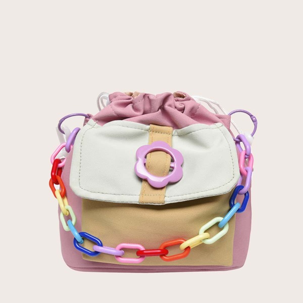 

Color Block Bucket Bag, Pink