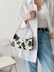 Cow Print Bag - Black and White - View 1