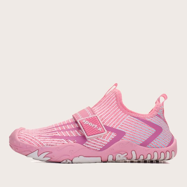 

Girls Striped Pattern Slip On Water Shoes, Pink