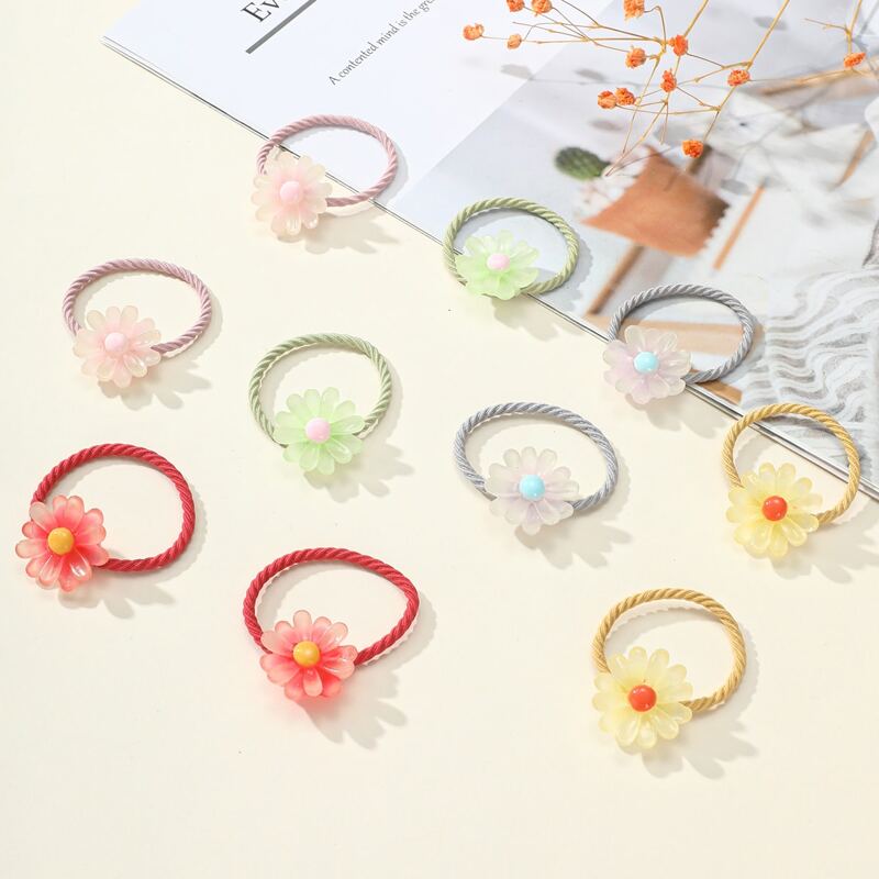 

10pcs Flower Hair Tie, Multicolor