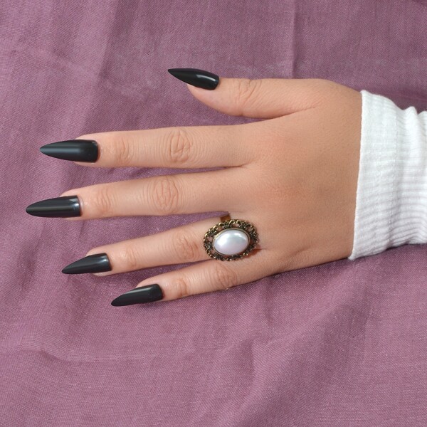 

Faux Pearl Decor Ring, Bronze