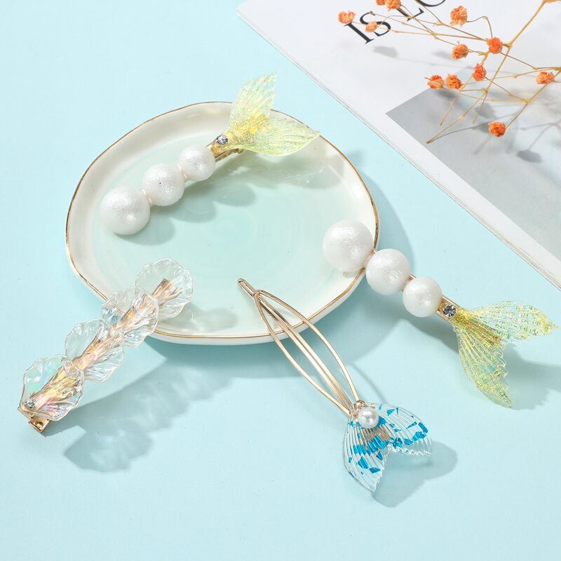 

4pcs Faux Pearl Decor Hair Clip, Multicolor