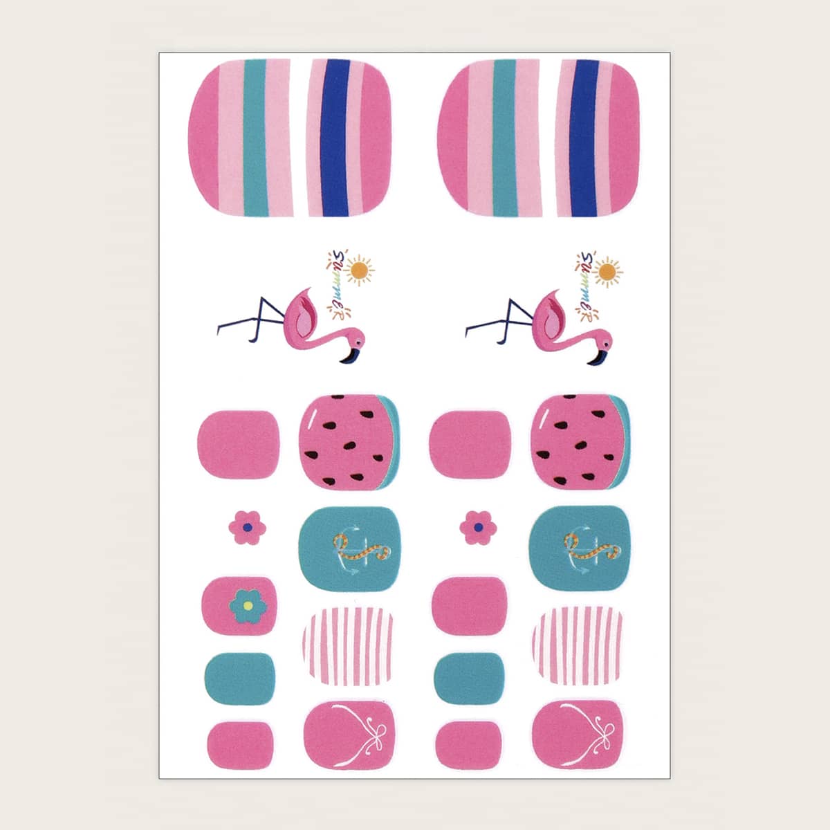 

1sheet Flamingo Pattern Toenail Sticker, Multicolor