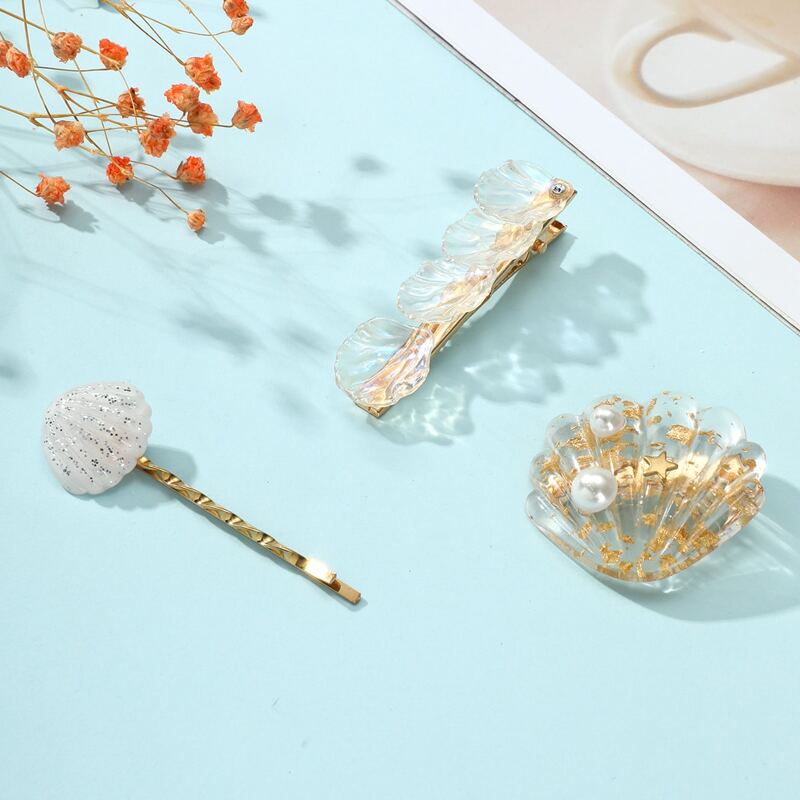 

3pcs Shell Hair Clip, Multicolor