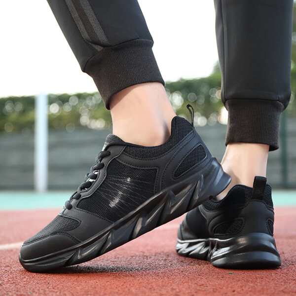 

Men Lace-up Front Sneakers, Black