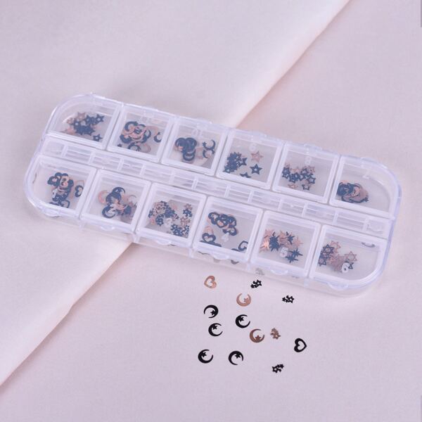 

1box Moon & Star Nail Art Decoration, Multicolor