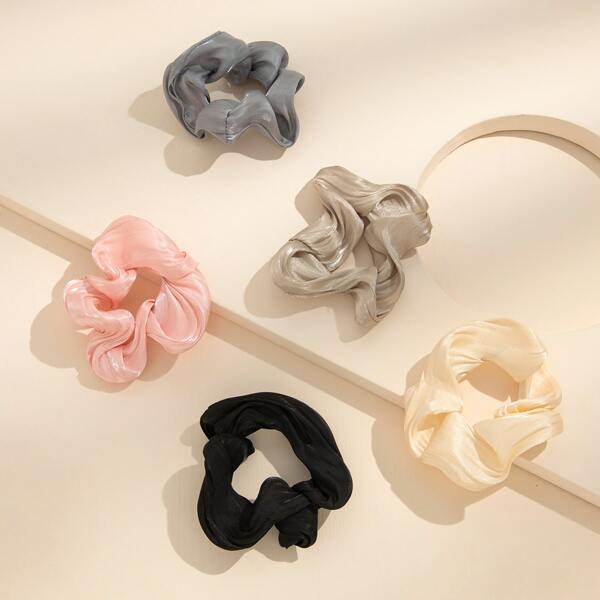 

5pcs Simple Plain Scrunchie, Multicolor