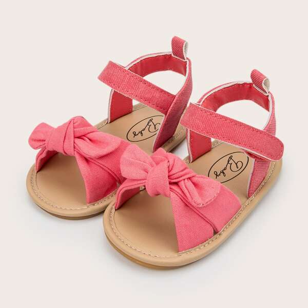 

Baby Girl Bow Decor Velcro Strap Sandals, Hot pink