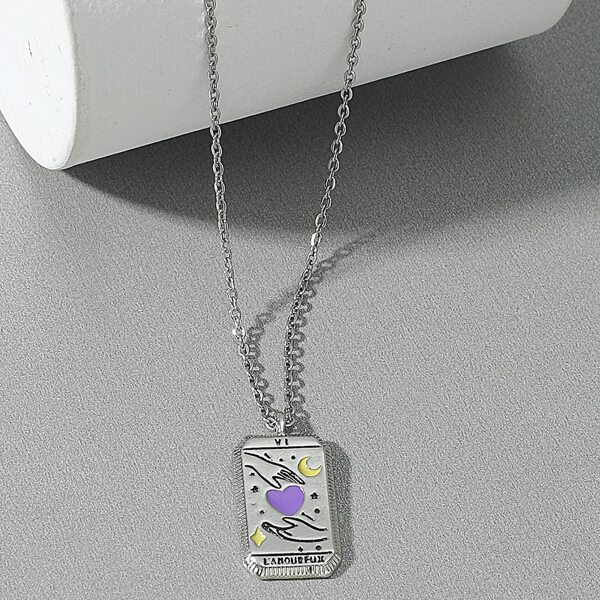 

Men Geometric Pendant Necklace, Silver