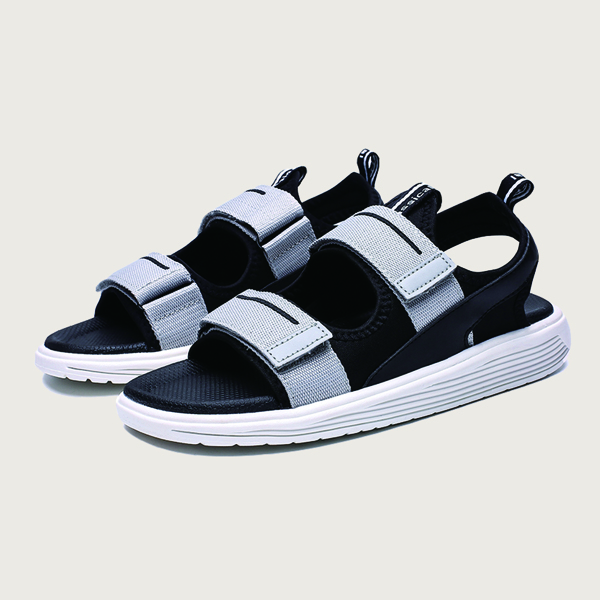 

Men Cut Out Velcro Strap Slingback Sandals, Grey
