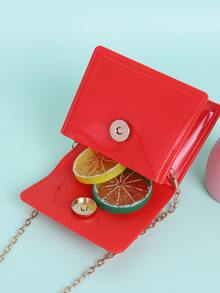 Girls Patent Chain Satchel Bag - Red - View 5