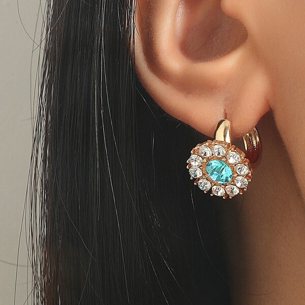 

Rhinestone Decor Earrings, Gold