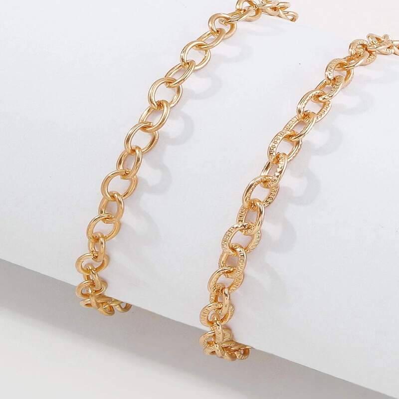 

2pcs Minimalist Chain Bracelet, Gold