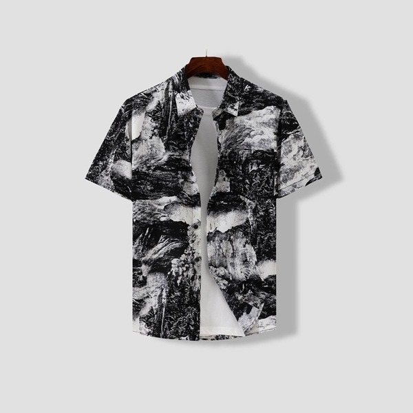 

Men Landscape Print Shirt, Multicolor
