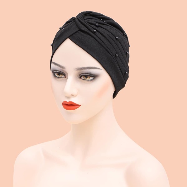 

Faux Pearl Decor Head Wrap, Black