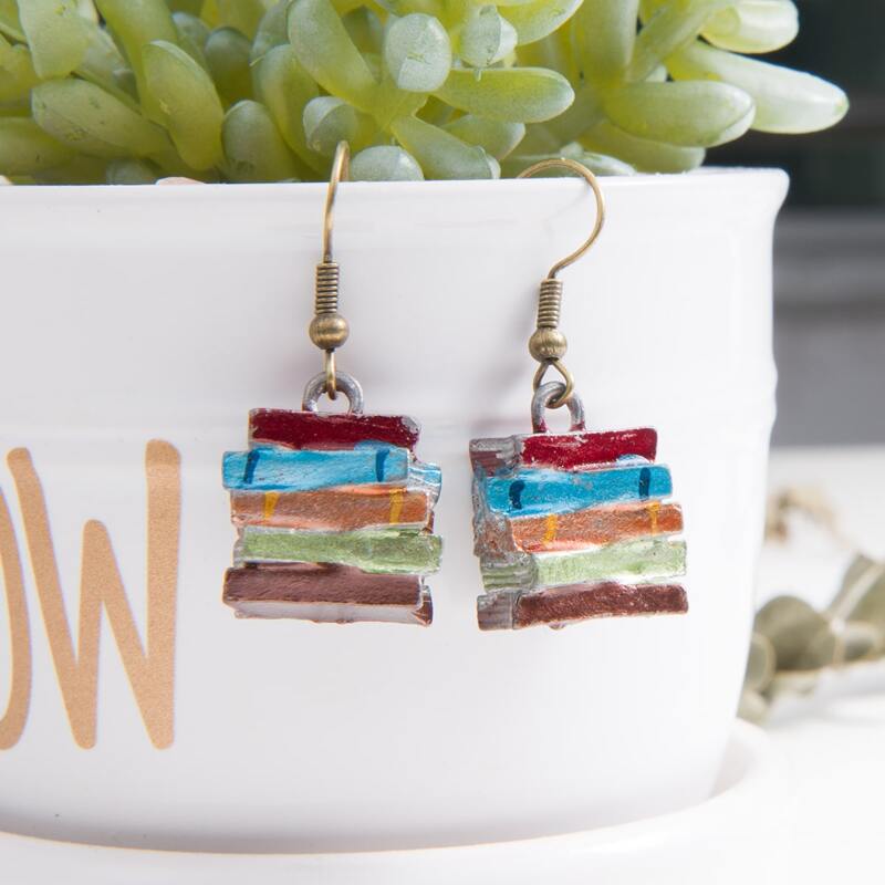 

Book Design Drop Earrings, Multicolor