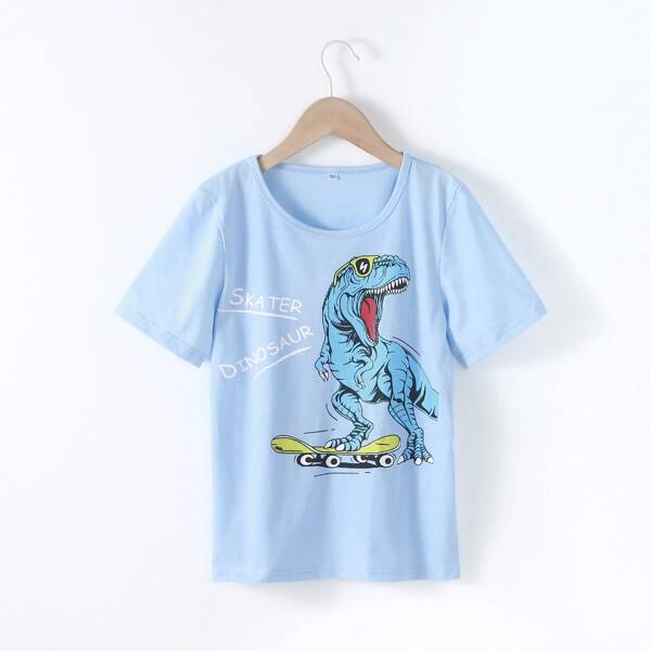 

Toddler Boys Dinosaur And Letter Graphic Tee, Baby blue