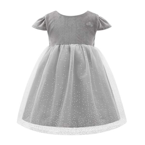 

Baby Girl Dobby Mesh Dress, Dark grey