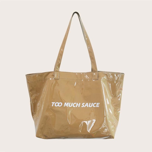 

Letter Graphic Large Capacity Tote Bag, Khaki