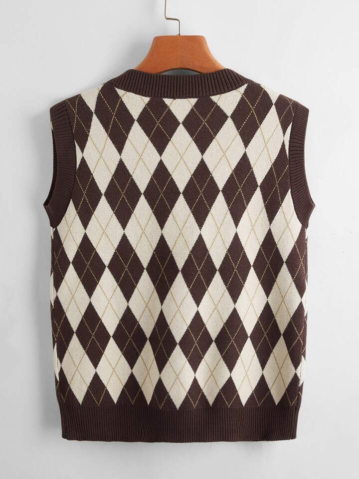 C'est le nouveau Pull sans manches à motif losange ROMWE FRANCE