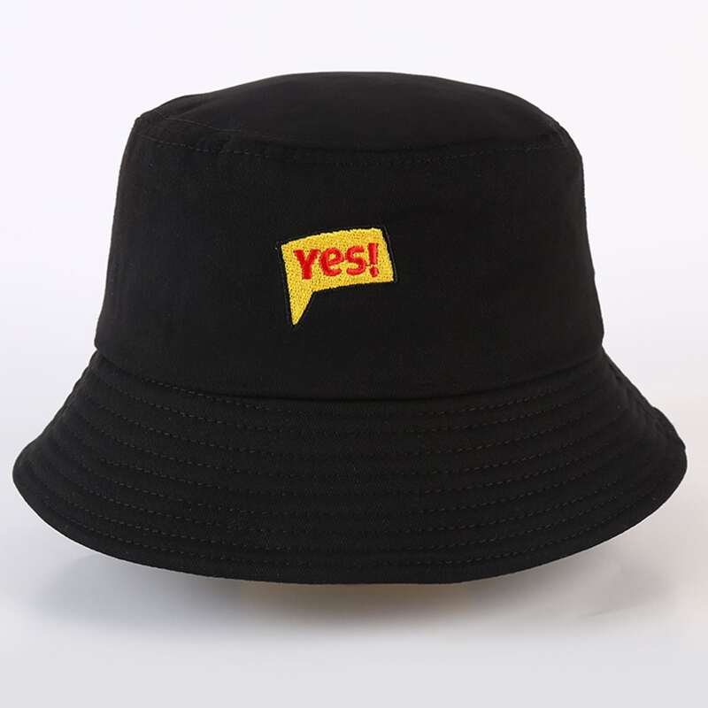 

Letter Embroidery Bucket Hat, Black