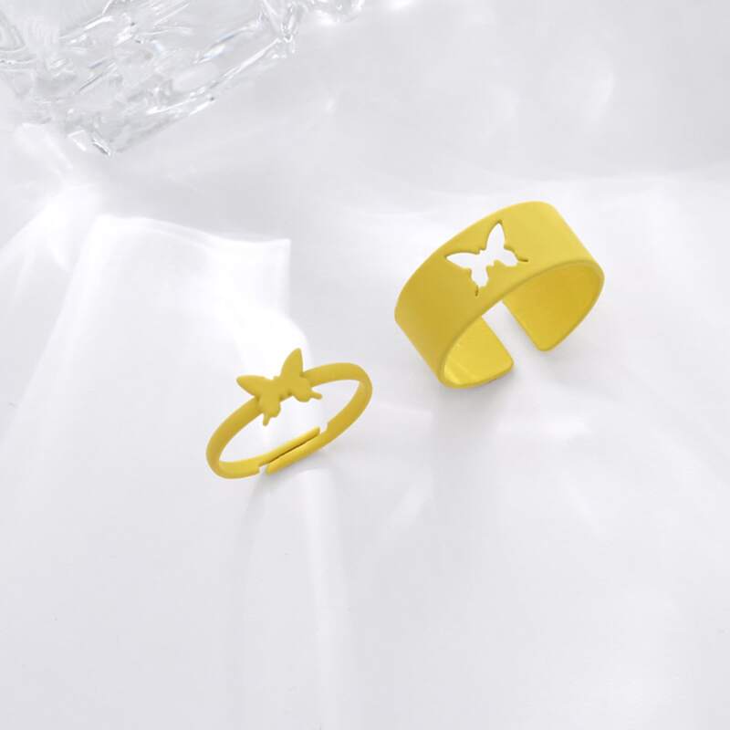 

2pcs Butterfly Decor Ring, Yellow