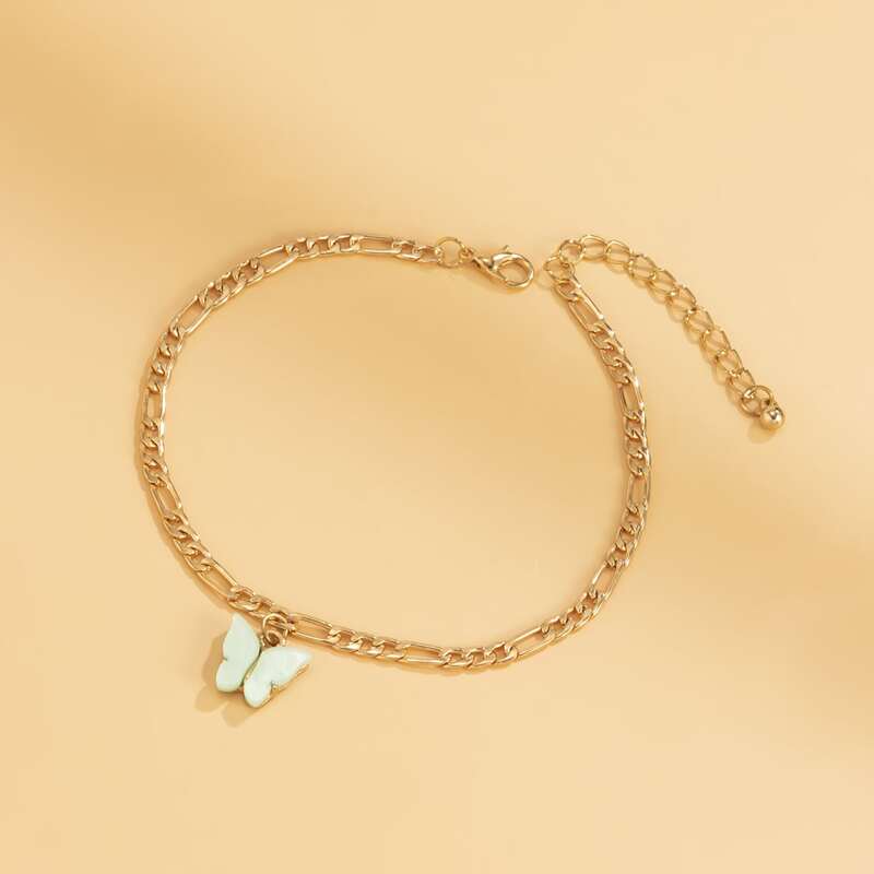 

1pc Butterfly Chain Anklet, Gold