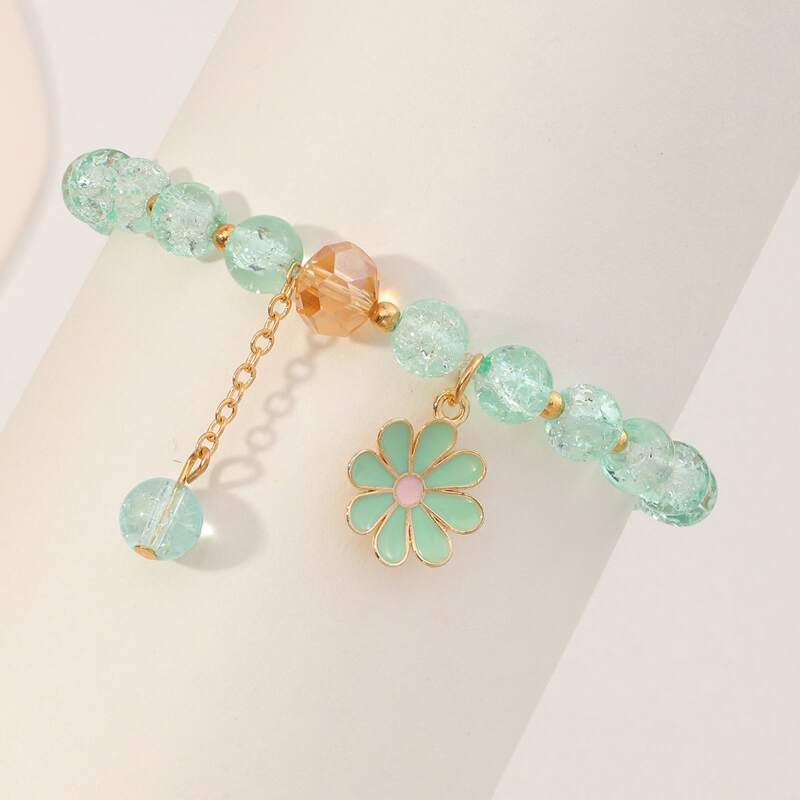 

Flower Decor Bracelet, Green