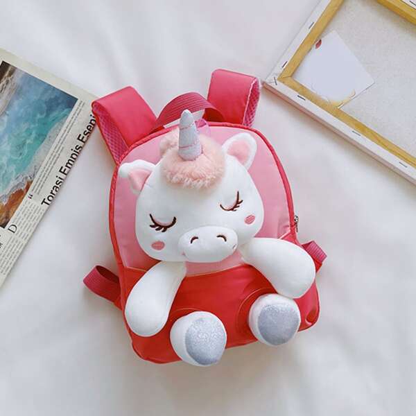 

Girls Cartoon Decor Backpack, Red