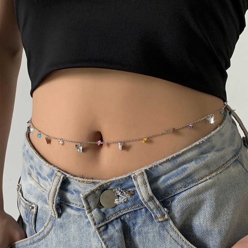 

Butterfly Decor Waist Chain, Silver