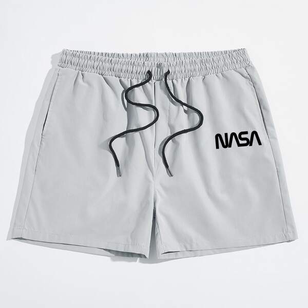 

Guys Letter Drawstring Shorts, Light grey