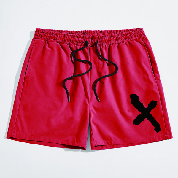 

Guys Graphic Print Drawstring Shorts, Red