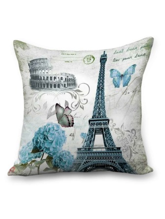 1入組無填充物家居裝飾靠墊套現代建築印花沙發枕套