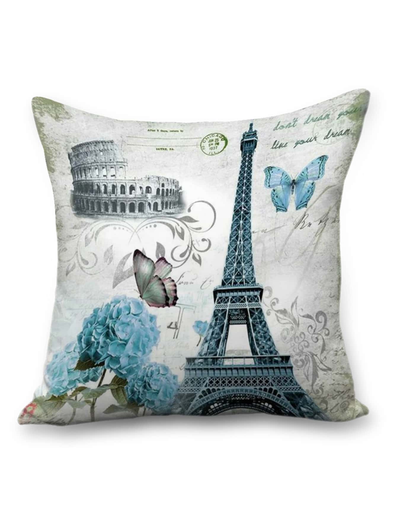 1入組無填充物家居裝飾靠墊套現代建築印花沙發枕套 - 彩色 - 查看 1